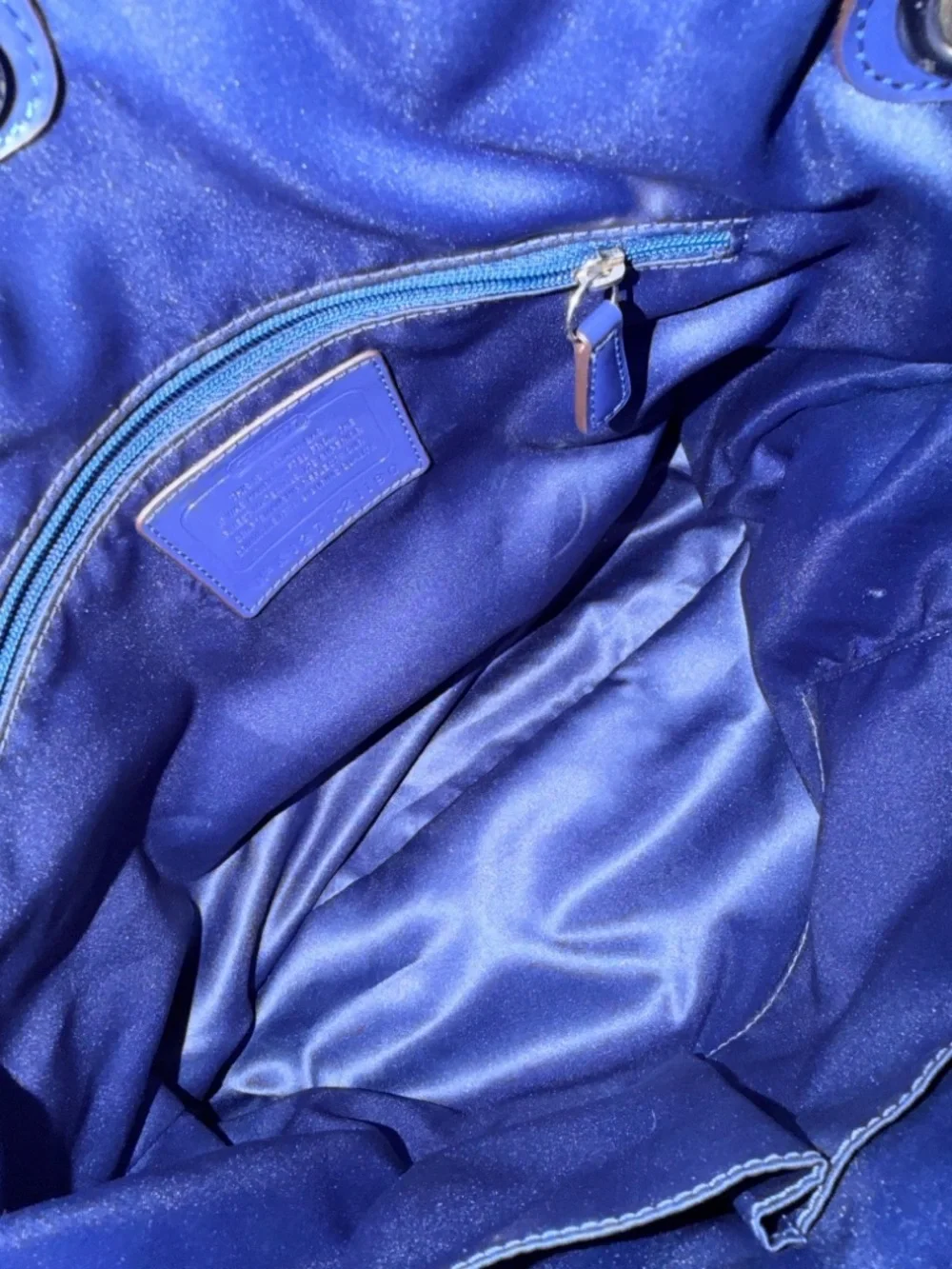 Coach Gray and Navy Shoulder Tote Silver Hardware - Picture 5 of 6